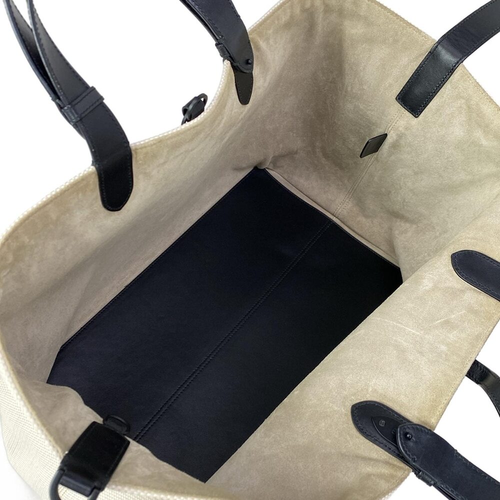 Christian Dior DIOR/ChristianDior Toujours Tote Bag Cream Black Canvas Leather - Picture 10 of 16